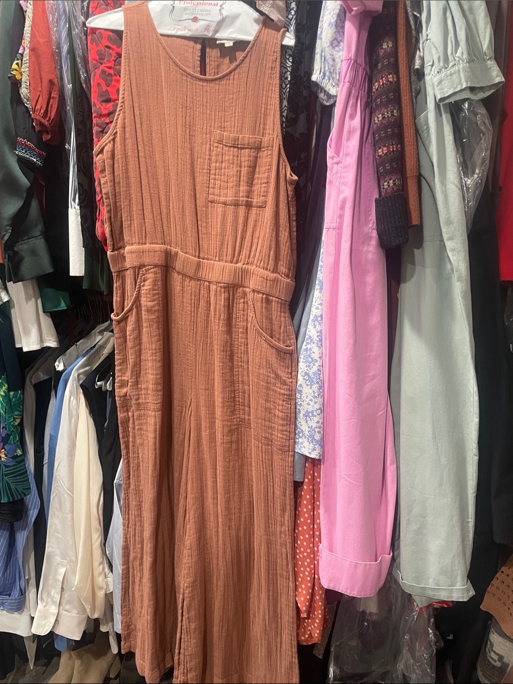 LOFT Sleeveless Mauve-Taupe Midi Jumpsuit - Picture 2 of 6